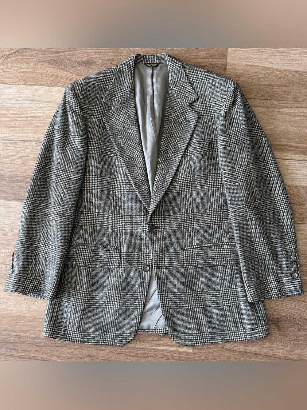 Vintage Bill Blass Camel Hair Grey Plaid Blazer